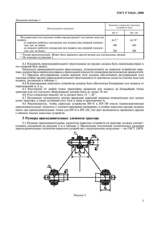 ГОСТ Р 51614-2000 Устройства навесные трехточечные задние для тракторов тягового класса 0,2. Основные параметры и размеры (фото 5 из 8)