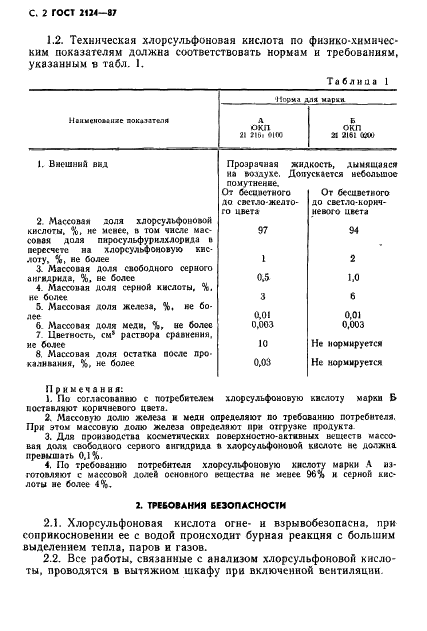 ГОСТ 2124-87 Кислота хлорсульфоновая техническая. Технические условия (фото 3 из 21)
