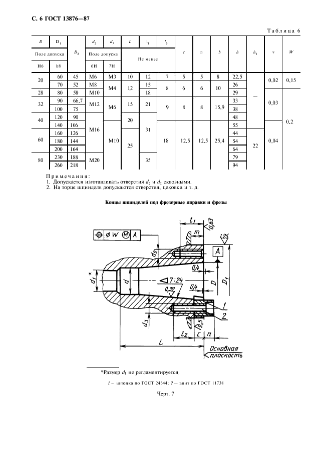 ГОСТ 13876-87 Концы шпинделей агрегатных станков. Основные размеры (фото 7 из 11)
