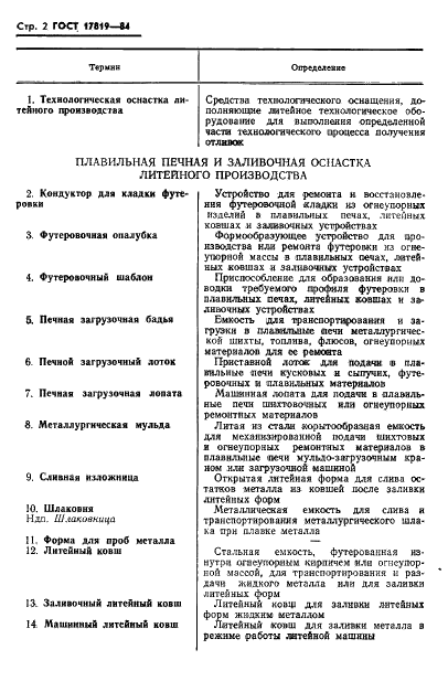 ГОСТ 17819-84 Оснастка технологическая литейного производства. Термины и определения (фото 4 из 14)