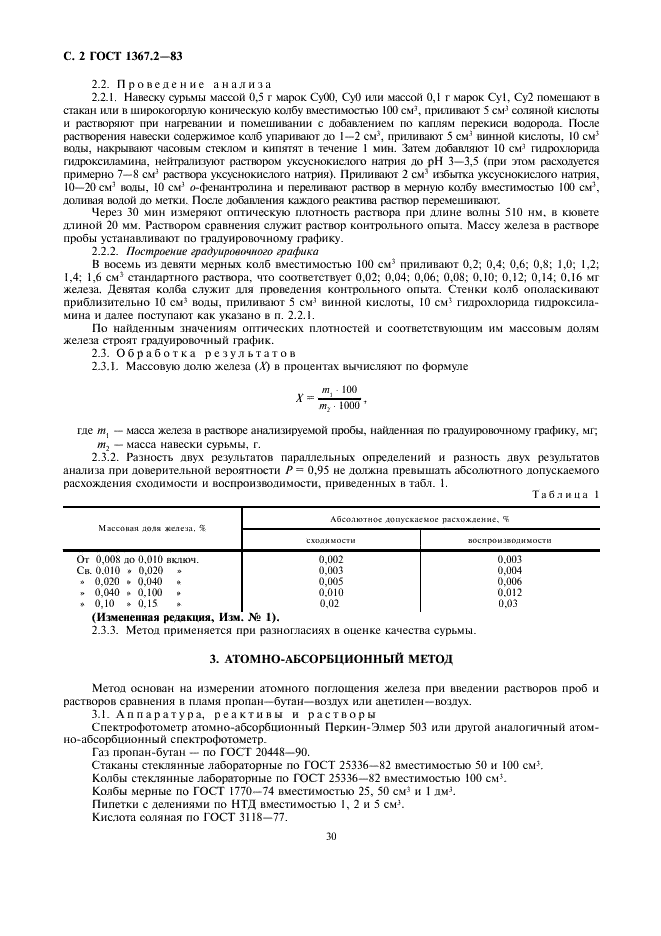 ГОСТ 1367.2-83 Сурьма. Методы определения железа (фото 2 из 3)