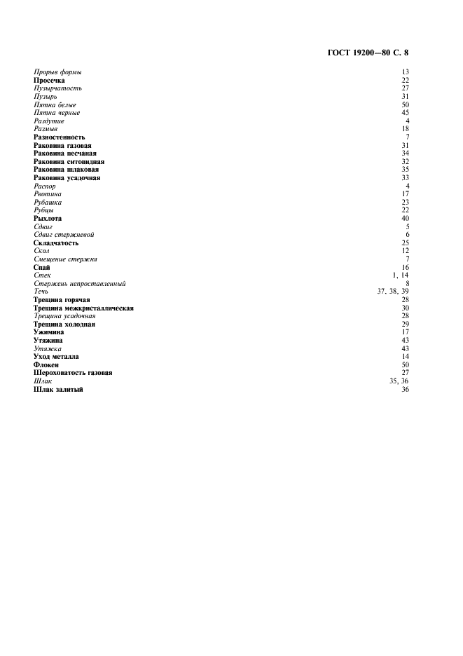 ГОСТ 19200-80 Отливки из чугуна и стали. Термины и определения дефектов (фото 9 из 12)