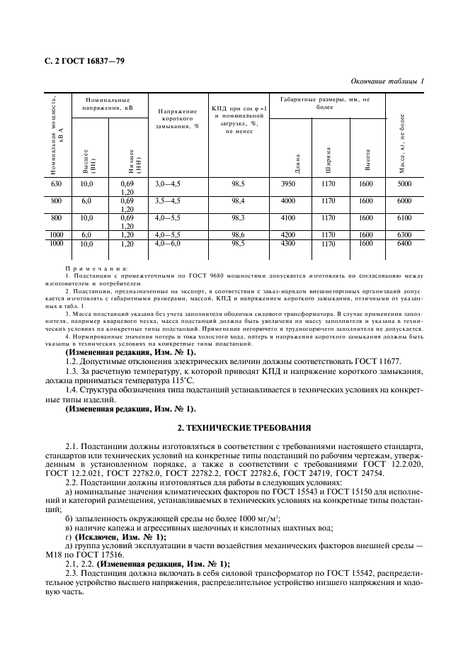 ГОСТ 16837-79 Подстанции рудничные комплектные трансформаторные взрывобезопасные передвижные. Общие технические условия (фото 3 из 10)