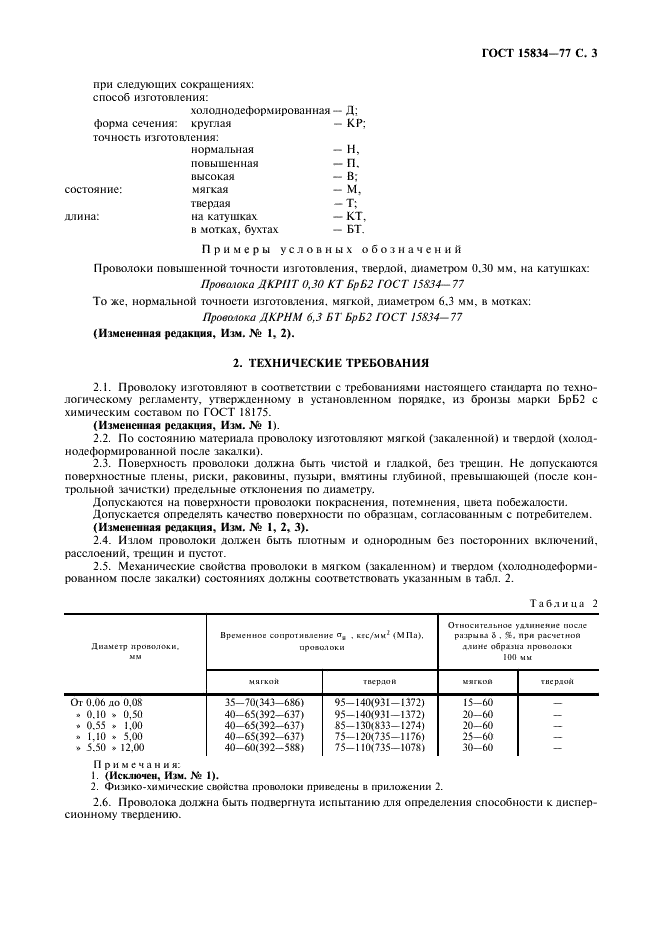 ГОСТ 15834-77 Проволока из бериллиевой бронзы. Технические условия (фото 4 из 12)