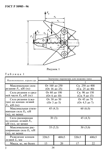 ГОСТ Р 50985-96 Инструмент аварийно-спасательный переносной с гидроприводом. Ножницы комбинированные. Основные параметры и размеры. Методы испытаний и контроля (фото 5 из 12)