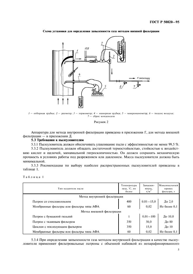 ГОСТ Р 50820-95 Оборудование газоочистное и пылеулавливающее. Методы определения запыленности газопылевых потоков (фото 8 из 23)