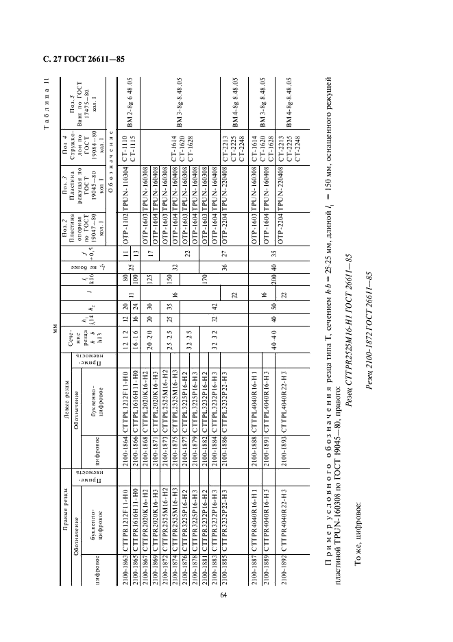 ГОСТ 26611-85 Резцы токарные проходные, подрезные и копировальные с креплением сменных пластин прихватом сверху. Конструкция и размеры  (фото 27 из 69)
