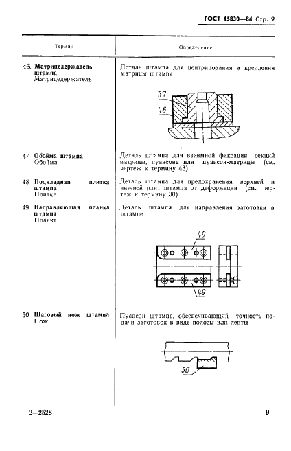 ГОСТ 15830-84 Обработка металлов давлением. Штампы. Термины и определения (фото 10 из 23)