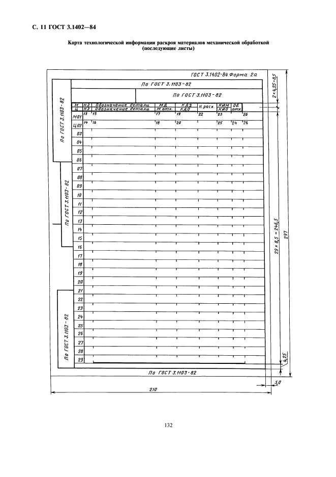 ГОСТ 3.1402-84 Единая система технологической документации. Формы и правила оформления документов на технологические процессы раскроя материалов (фото 12 из 20)