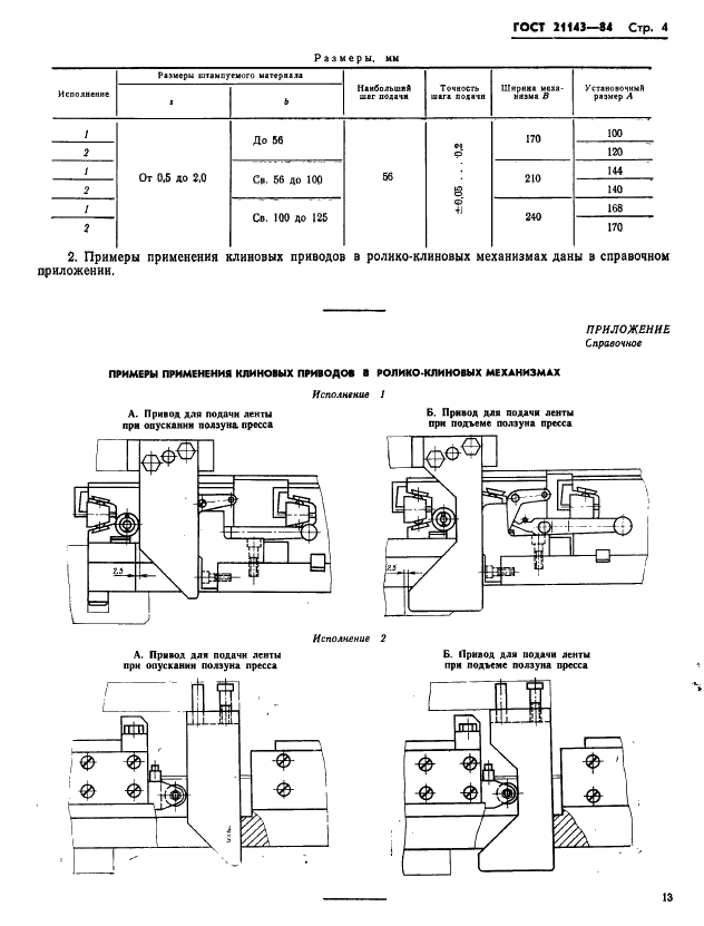 ГОСТ 21143-84 Механизмы ролико-клиновые для подачи ленты шириной до 125 мм. Основные и присоединительные размеры (фото 4 из 4)