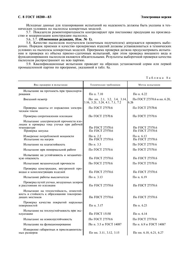ГОСТ 10280-83 Пылесосы электрические бытовые. Общие технические условия (фото 10 из 20)