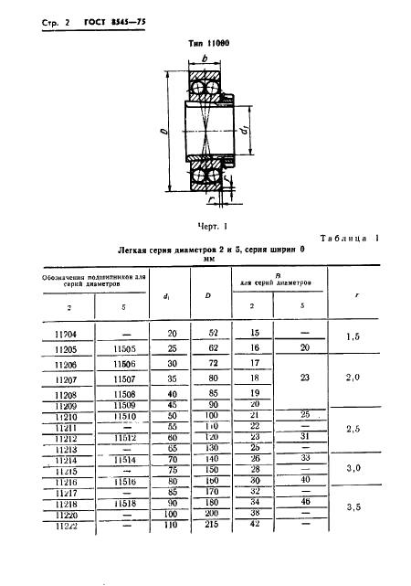 ГОСТ 8545-75 Подшипники шариковые и роликовые двухрядные с закрепительными втулками. Типы и основные размеры (фото 4 из 8)