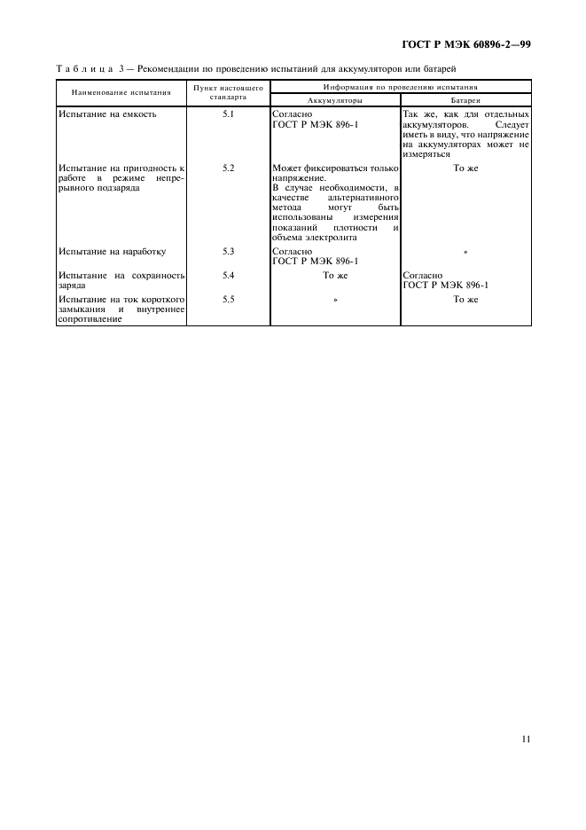 ГОСТ Р МЭК 60896-2-99 Свинцово-кислотные стационарные батареи. Общие требования и методы испытаний. Часть 2. Закрытые типы (фото 14 из 19)