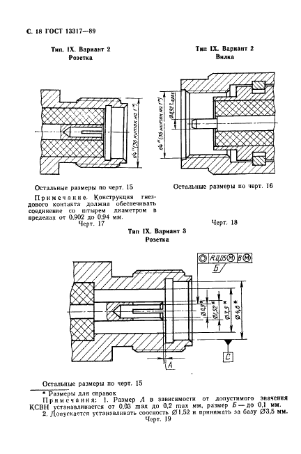 ГОСТ 13317-89 Элементы соединения СВЧ трактов радиоизмерительных приборов. Присоединительные размеры (фото 19 из 46)