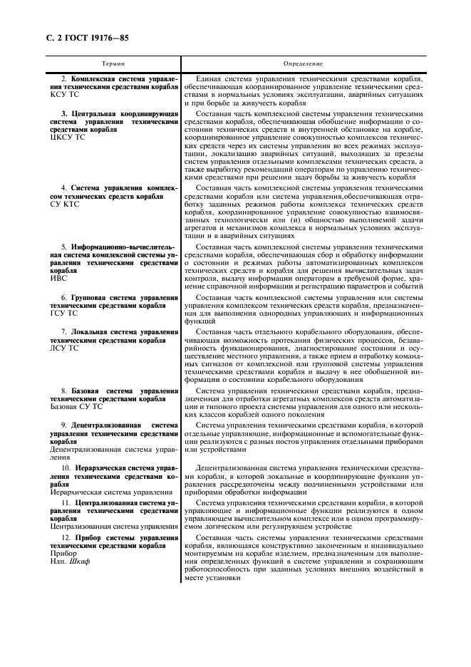 ГОСТ 19176-85 Системы управления техническими средствами корабля. Термины и определения (фото 4 из 12)