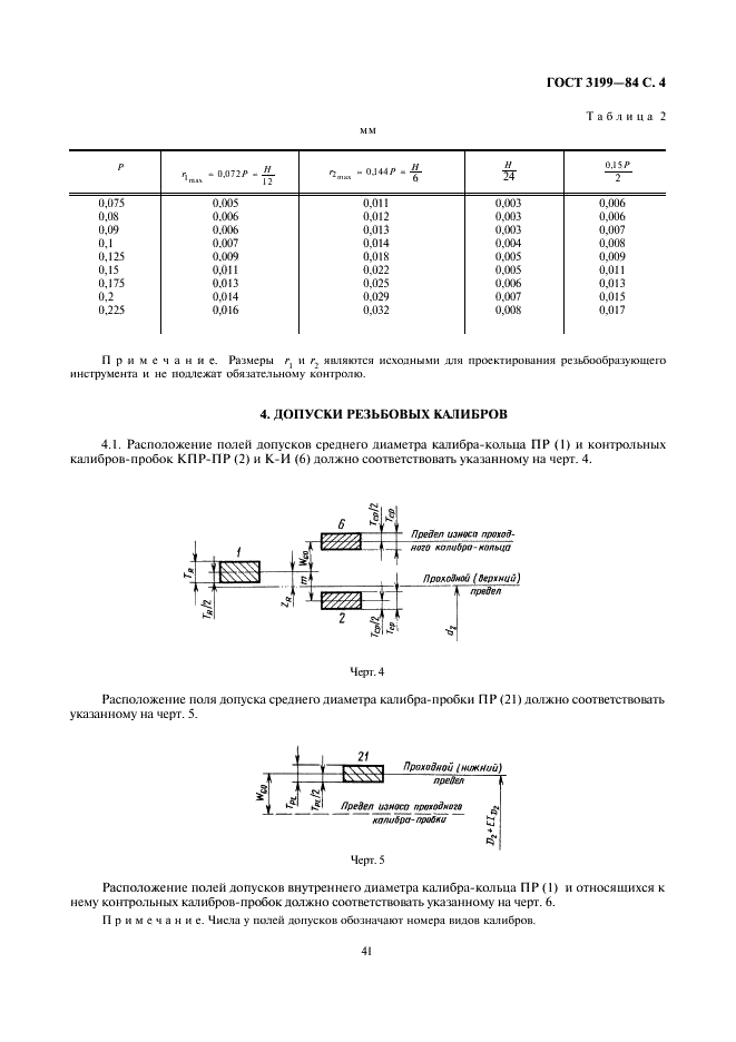 ГОСТ 3199-84 Калибры для метрической резьбы диаметром менее 1 мм. Допуски (фото 4 из 9)