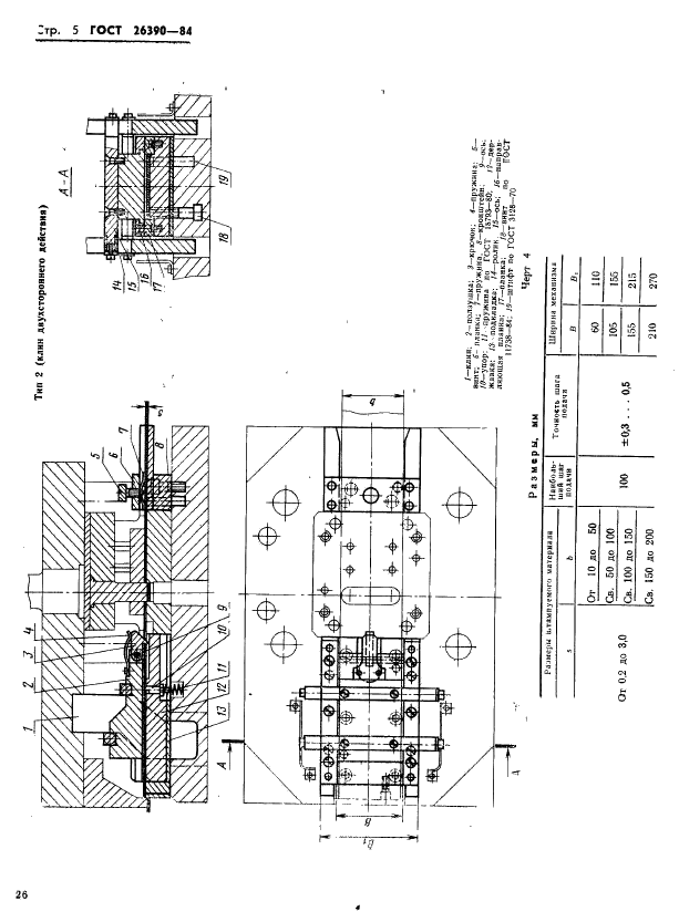 ГОСТ 26390-84 Механизмы крючковые для подачи ленты шириной до 200 мм. Основные и присоединительные размеры (фото 5 из 5)