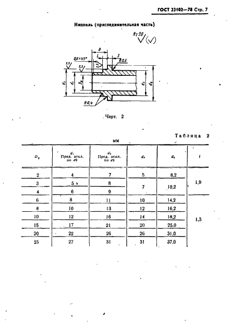 ГОСТ 23102-78 Патрубки присоединительные бортовой малогабаритной арматуры. Конструкция и размеры (фото 8 из 13)