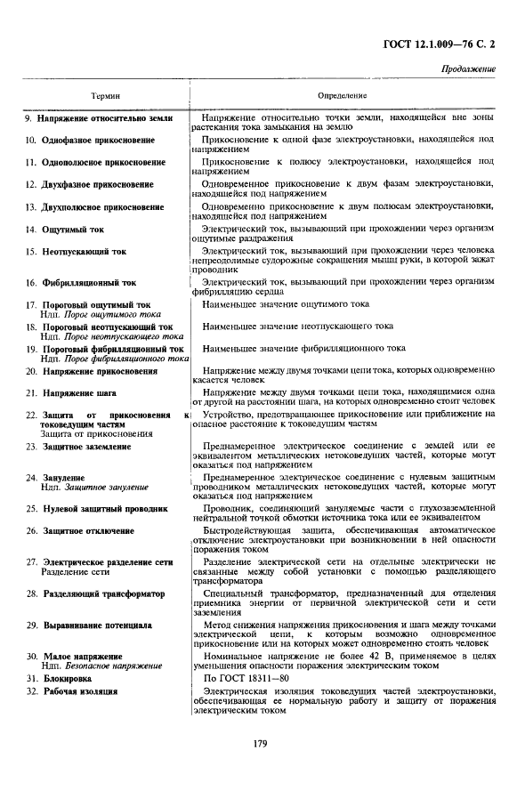 ГОСТ 12.1.009-76 Система стандартов безопасности труда. Электробезопасность. Термины и определения (фото 2 из 4)