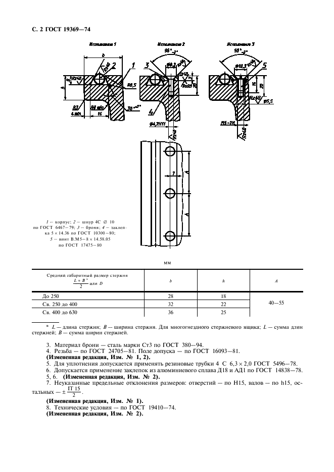 ГОСТ 19369-74 Борта с уплотнениями алюминиевых стержневых ящиков. Размеры (фото 3 из 4)