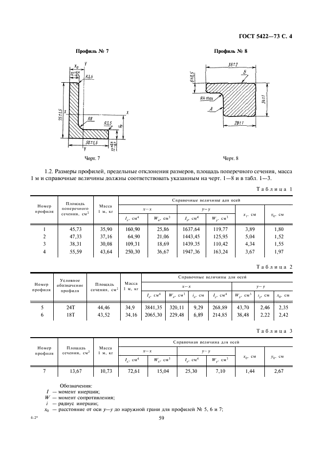 ГОСТ 5422-73 Профили стальные горячекатаные специальные для тракторов. Технические условия (фото 4 из 8)