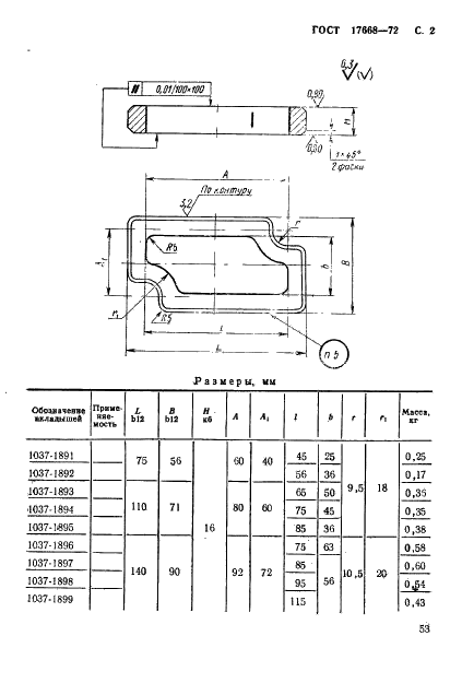 ГОСТ 17668-72 Вкладыши блоков сменных разделительных штампов листовой штамповки. Конструкция и размеры (фото 2 из 3)