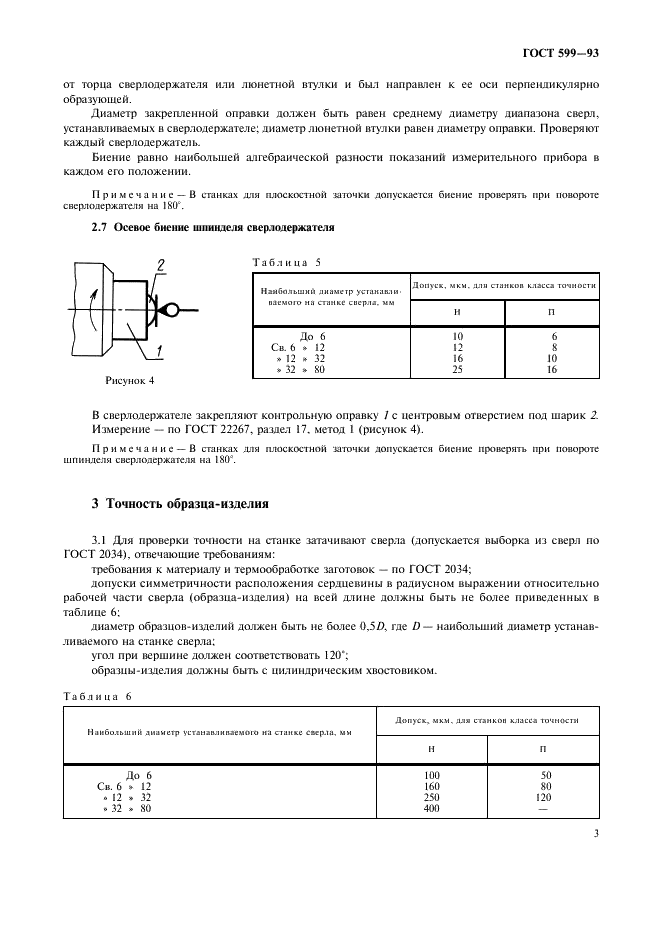 ГОСТ 599-93 Станки заточные для спиральных сверл. Основные размеры. Нормы точности (фото 5 из 8)