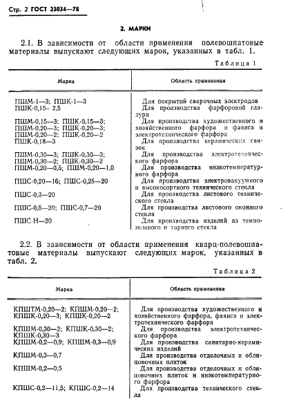 ГОСТ 23034-78 Материалы полевошпатовые и кварц-полевошпатовые. Типы, марки и основные параметры (фото 4 из 12)