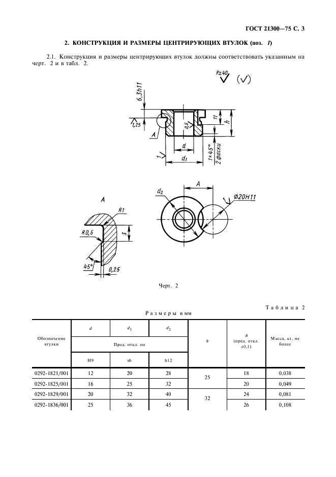 ГОСТ 21300-75 Соединения центрирующие с зажимом для нагреваемых стержневых ящиков. Конструкция и размеры (фото 4 из 7)