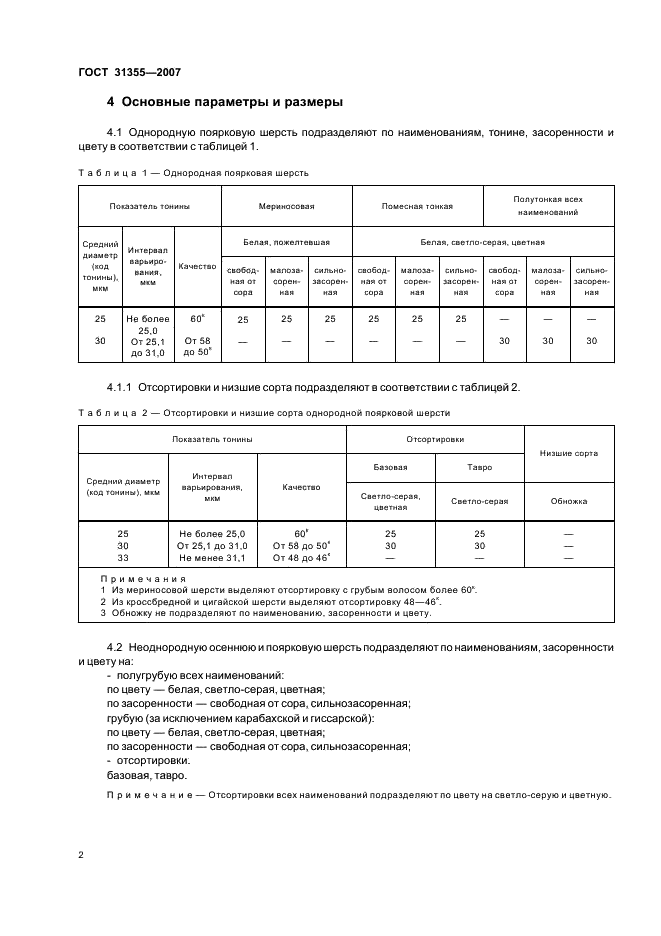 ГОСТ 31355-2007 Шерсть однородная поярковая и неоднородная осенняя и поярковая сортированная. Технические условия (фото 4 из 12)