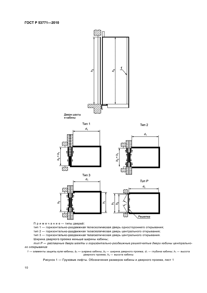 ГОСТ Р 53771-2010 Лифты грузовые. Основные параметры и размеры (фото 14 из 24)